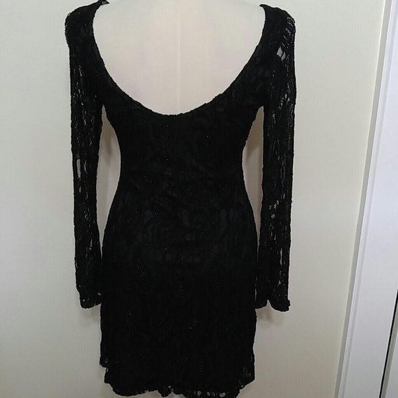 Liberty Love little black bell sleeve sparkle lace dress size small - Picture 6 of 8